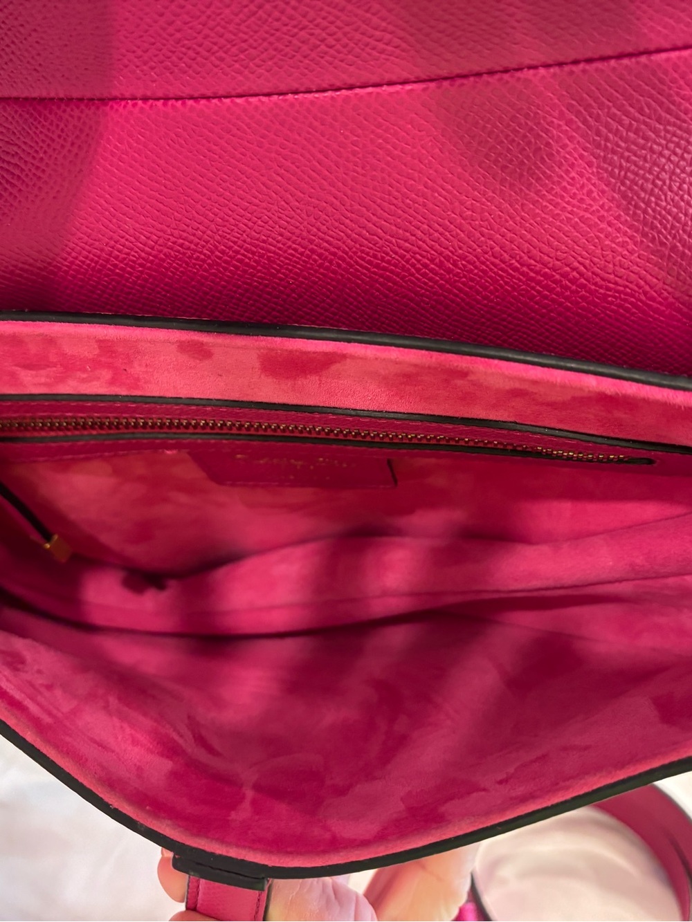 Dior Saddle Bag in Fuschia pink with Gold D Charm - Picture 7 of 7